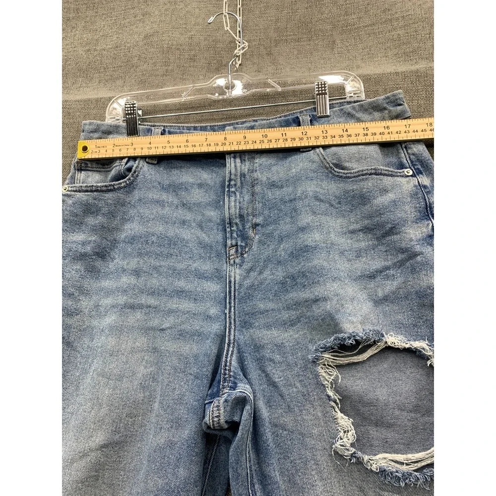 American Eagle Outfitters Curvy Mom Jeans Women 16 Blue Denim Stretch Distressed